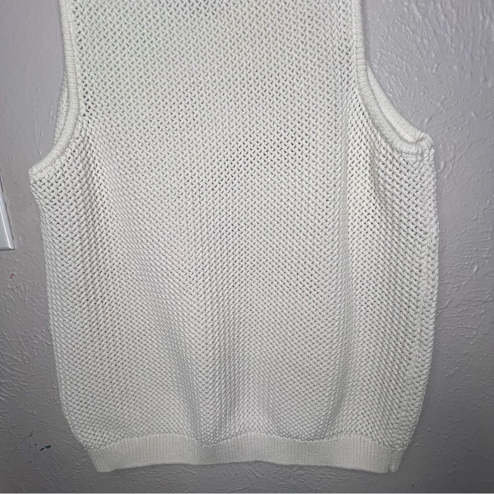 River Island White Cable Knit Women’s Tank Casual Coastal Clean Girl Top Sz M - Picture 7 of 11